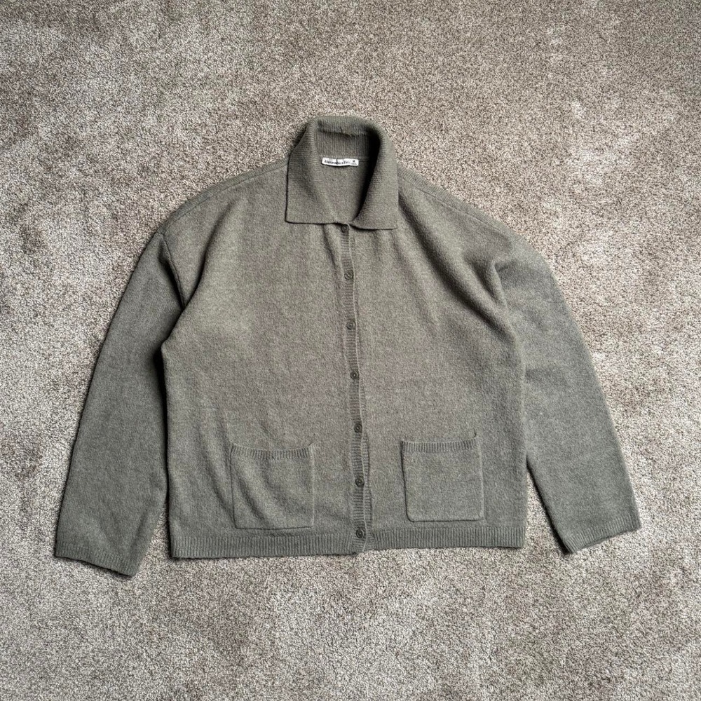 ABERCROMBIE PALE SAGE KNIT BUTTON UP SWEATER